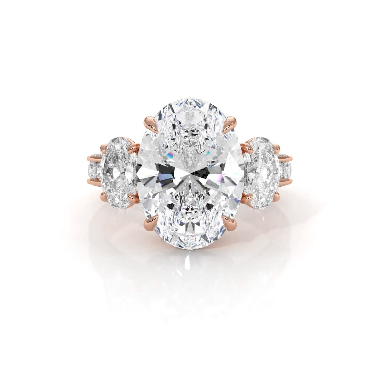 3 Stone Oval Lab Grown Diamond Engagement Ring IGI Certified 14k White Gold 10.02 Ctw.